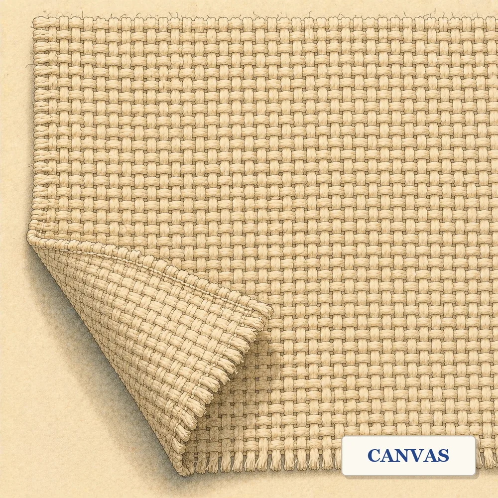 Canvas in starker Vergrößerung, die Bindung des Gewebes ist erkennbar