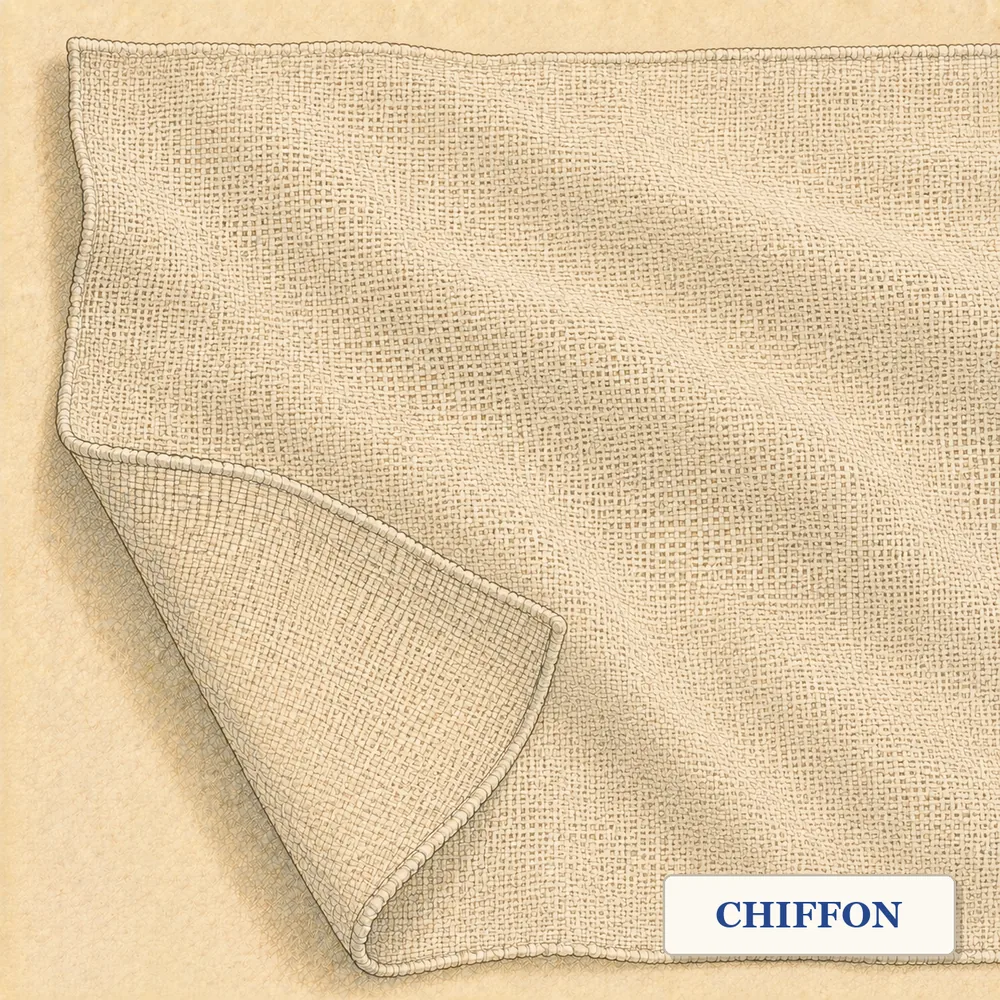 Chiffon in starker Vergrößerung, die Bindung des Gewebes ist erkennbar