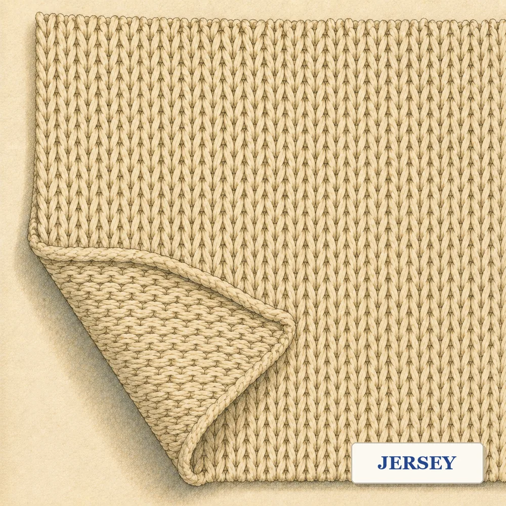 Jersey in starker Vergrößerung, die Bindung des Gewebes ist erkennbar